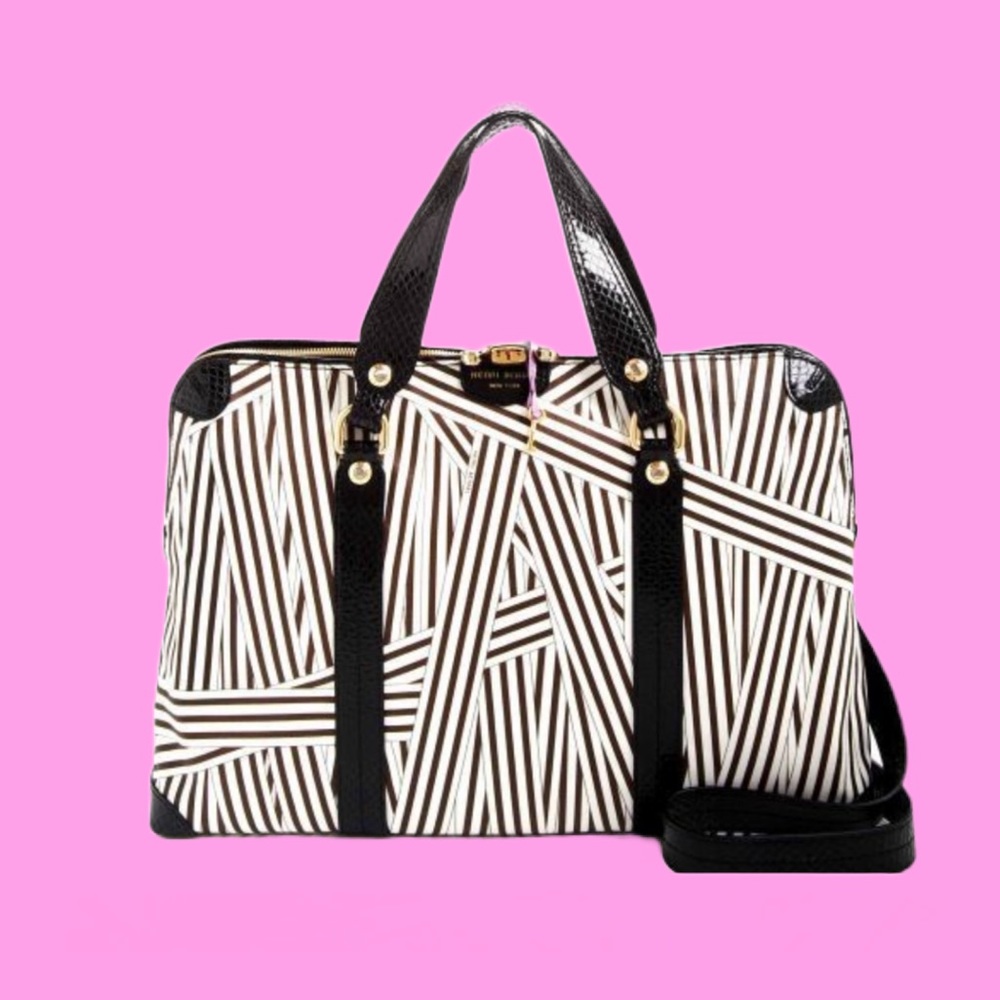 RARE! Henri Bendel distressed stripe laptop bag